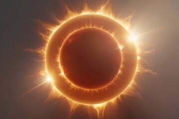 Celestial orb obscured by luminous energy, resembling a solar eclipse in fiery tones