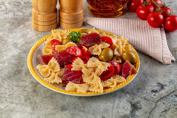 Pasta Farfalle with fresh Tuna fish