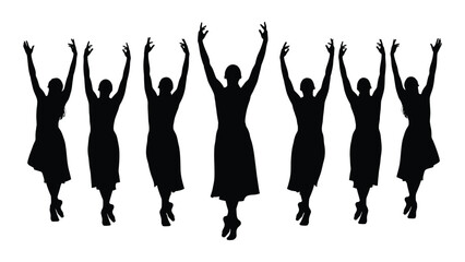Ballet dancers silhouette isolated on white background, Vector