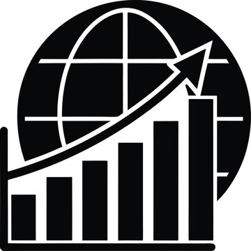 Global gdp growth bar chart icon for economic analysis