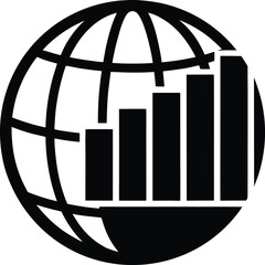Abstract globe with modern bar chart and data visualization elements