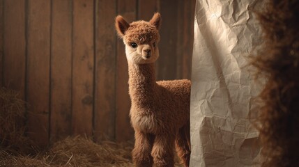 Fototapeta premium Adorable baby alpaca indoors