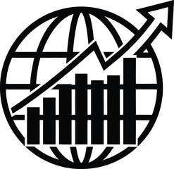 World economic progress line graph logo design
