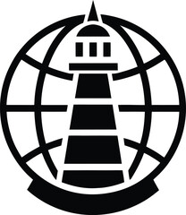 World economy lighthouse guidance icon representing global finance and navigation