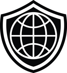 Global economic stability shield icon representing security and protection
