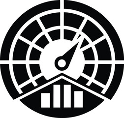 Global interest rate gauge icon with world map elements