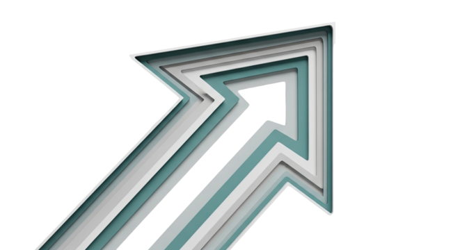 Layered Paper Cut 3D Arrow in Minimal Style on White