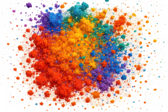 Vibrant holi festival color powder explosion on a transparent background, paint bursting, celebrating spring and joy - Powered by Adobe