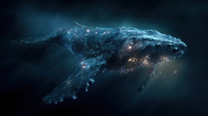 Fototapeta premium Submerged whale artistic illustration