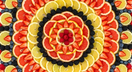 Full Frame Symmetrical Fruit Mandala Pattern Texture