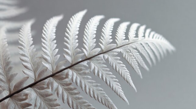 Closeup white fern leaf detail