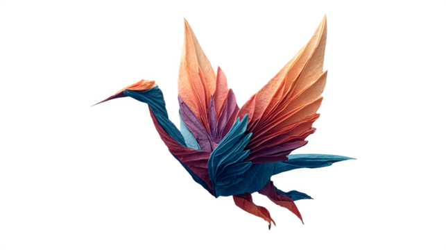 Origami Crane, isolated on transparent background