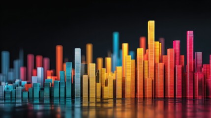 abstract colorful bar graph showing business growth and financial success with data analysis and market trends for corporate presentation and website