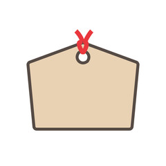 Blank Ema (Votive Tablet) Icon, Simple Frame Style Vector Line Art in Pastel Color for Text Space