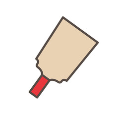 Minimal Hagoita (Japanese Paddle) Icon, Plain Wooden Board Style Vector Line Art for New Year's Game