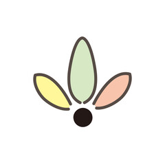 Hagoita Shuttlecock (Hane) Icon, Playful Vector Line Art in Pastel Color for Japanese New Year Game