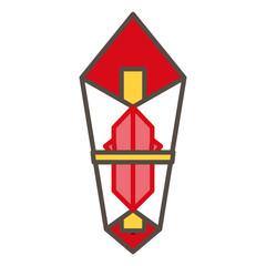 Standard Red and White Noshi (Decorative Origami) Icon, Simple Vector Line Art for Japanese Gift Ceremony