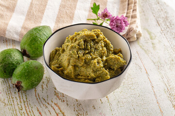 Sweet green feijoa fruit puree