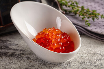 Luxury salmon red caviar roe