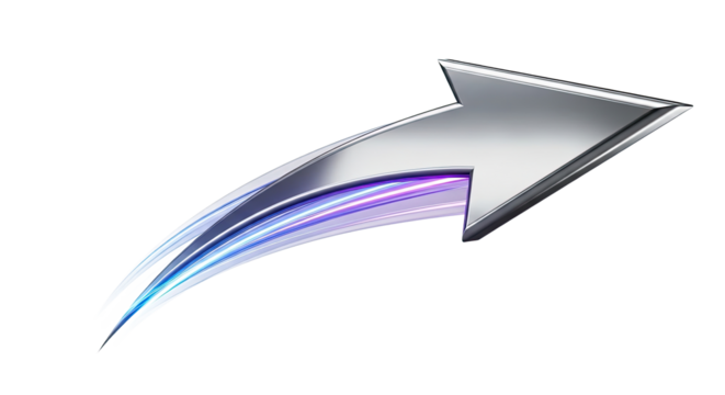 Curve Swoosh 3D Arrow With Dynamic Movement on White