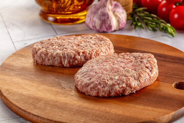 Raw minced meat cutlet for cooking