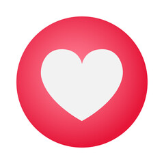 White heart symbol on a red circle isolated on transparent background
