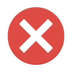 Obraz premium Red circle with white x symbol isolated on transparent background