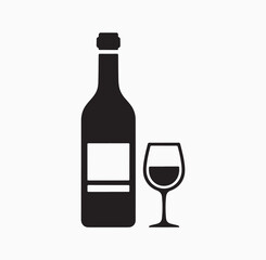 Wine Bottle and Glass Icon