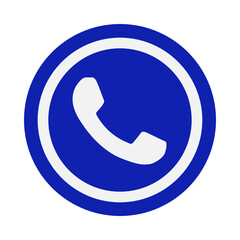 Blue circle with white phone icon isolated on transparent background