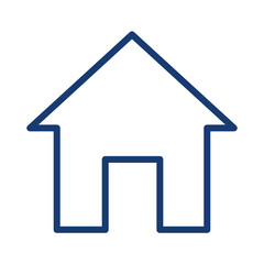 Blue outline of a house symbol isolated on transparent background