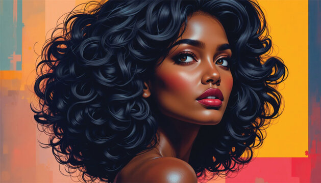 Trendy Editorial Vector of Confident African Woman.