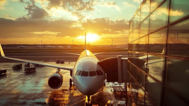 Passenger jet preparing for takeoff at terminal