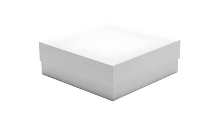 A simple white cube shaped gift box with a lid isolated on a transparent background isolated on transparent background