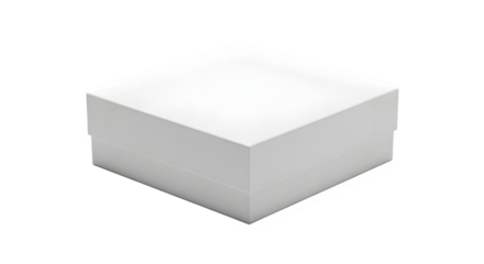 A simple white cube shaped gift box with a lid isolated on a transparent background isolated on transparent background