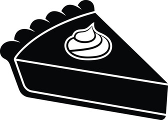 Simple black and white slice of pie with whipped cream