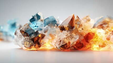 Abstract Glowing Crystal Structures