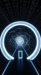 Celestial portal: A journey through luminous abstraction toward unknown realms