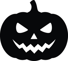 Spooky black silhouette jack o lantern halloween pumpkin