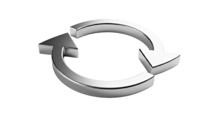 Circular Loop 3D Arrow in Modern Style on Clean White