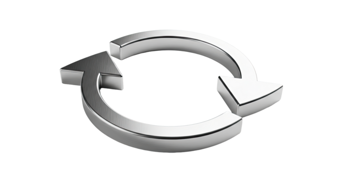 Circular Loop 3D Arrow in Modern Style on Clean White