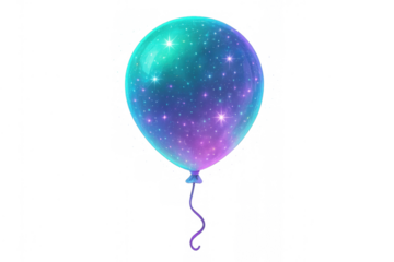 Galaxy space balloon with glittering stars and cosmic nebula, celebrating universal wonder, transparent background