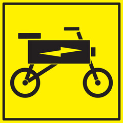 Illustration icon of electric bike with yellow background.eps