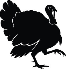 Silhouette of a turkey strutting with its tail feathers fanned out