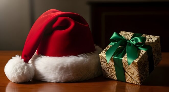 Santa hat and gift box bring holiday cheer to your Christmas season celebration