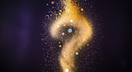 Obraz premium Golden particles swirling against dark backdrop create a magical, vibrant effect