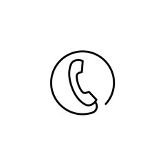 Simple Line Art Icon of a Telephone Handset within a Circle, Modern Communication Symbol