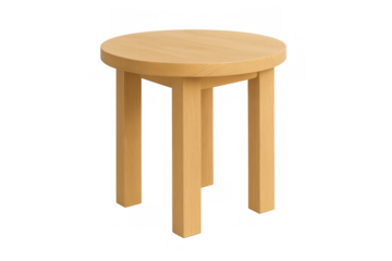 Wooden stool with three legs and round top, featuring natural light wood for minimalist home decor