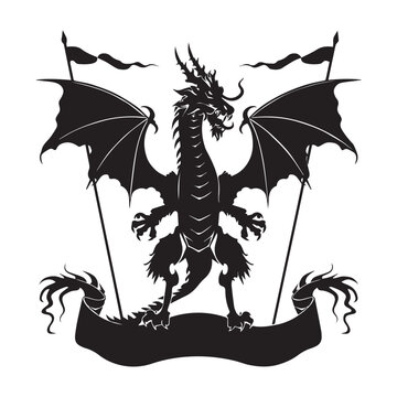 dragon on a black background winning simble