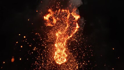 Fiery question mark burning brightly in the darkness, a mysterious symbol of uncertainty and challenge, perfect for adding drama and intrigue to your project - Powered by Adobe
