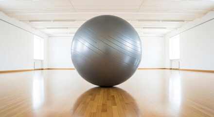 Minimalist Fitness Ball in a Bright Studio Room